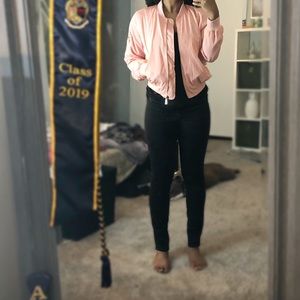 Baby pink windbreaker bomber jacket